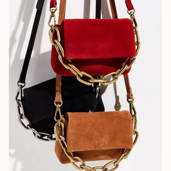 Free People Charlie Chain Brown Suede Crossbody Bag - Picture 3 of 3